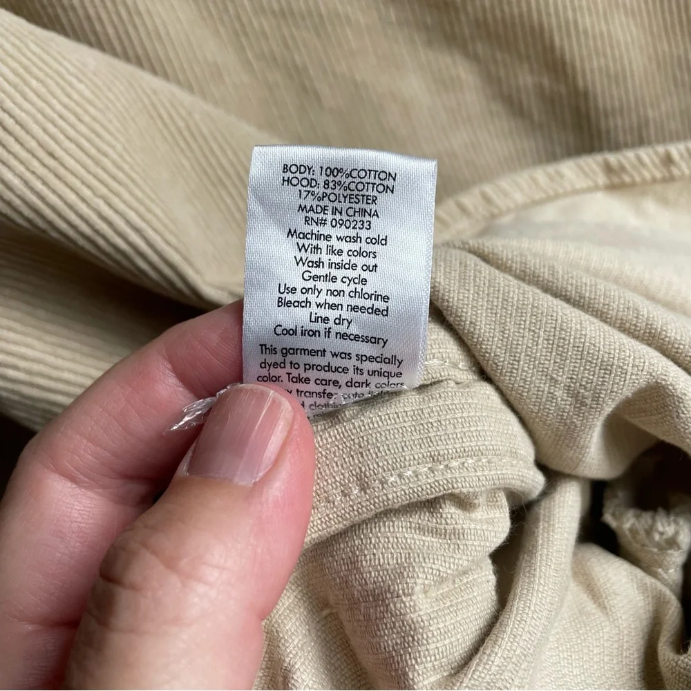PacSun Tan Corduroy Hooded Shacket Shirt Jacket Beige Gray Hoodie Size Small